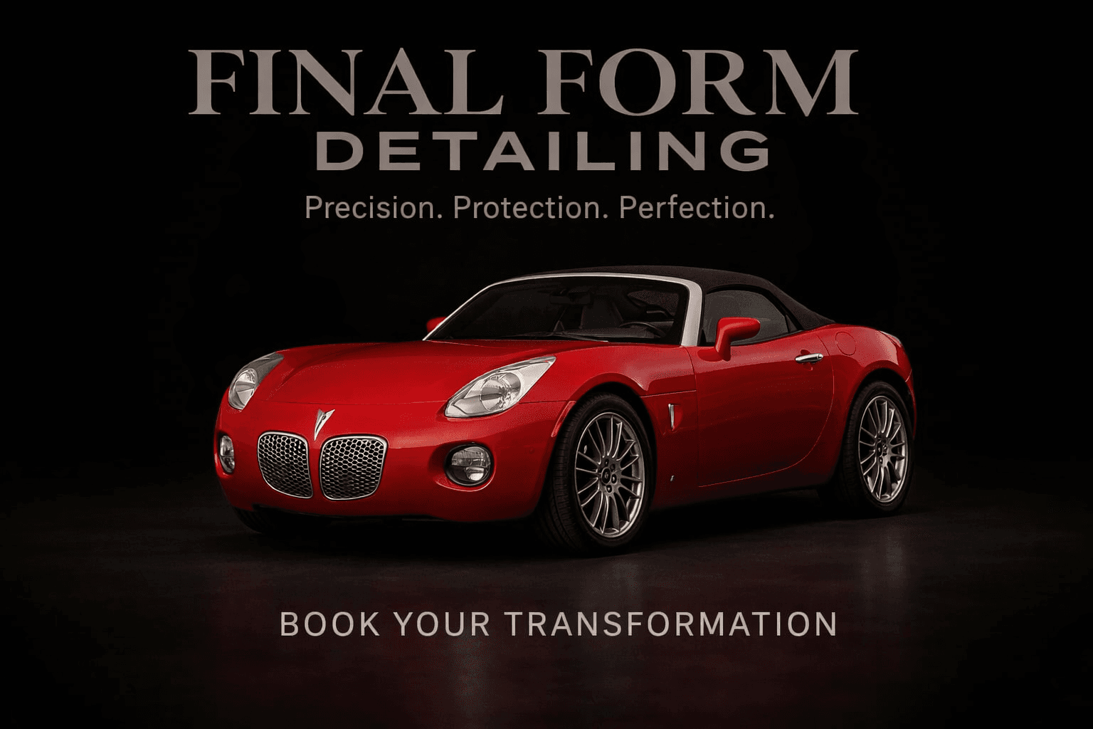 Poster-style photo of Liam's car purchased with income from Final Form Detailing.